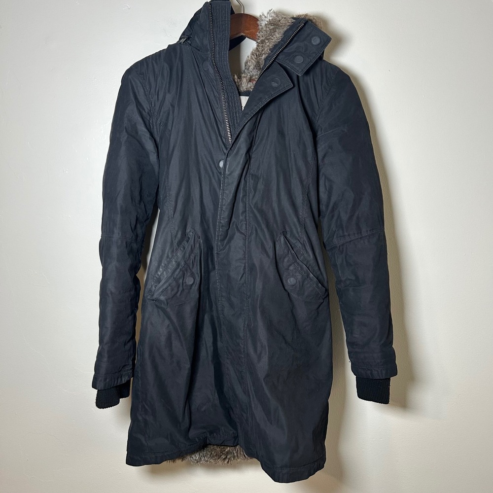 GUC Babaton Parka Oskar Size S Black Faux Fur Lined Down Filled Winter Coat